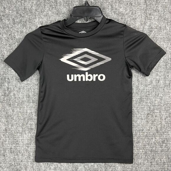 Umbro Base Layer Top M 8/10 boys Activewear Stretch Shirt Short Sleeve‎ Black - Picture 1 of 9